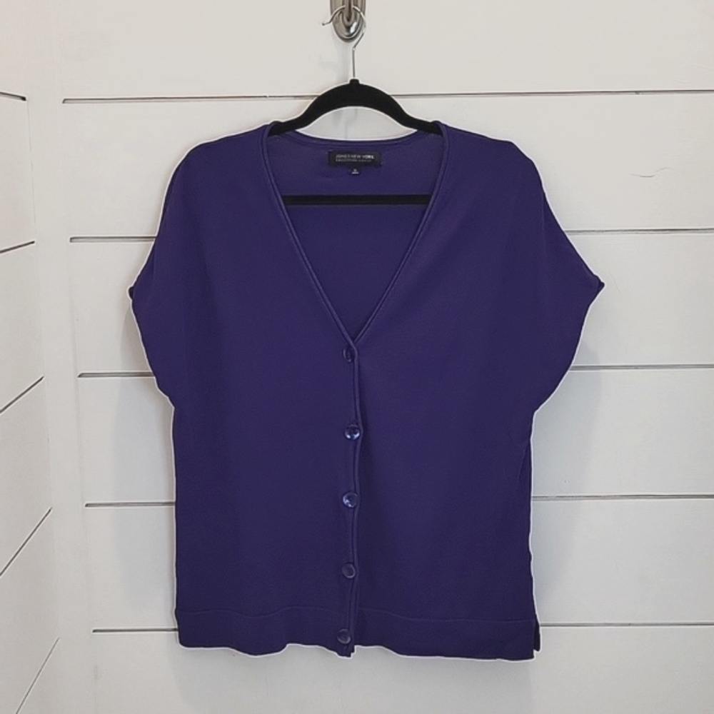 JONES NEW YORK 1X purple button down sweater